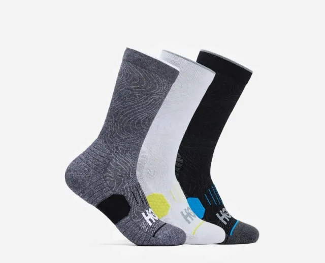 HOKA ONE ONE U Crew Run Sock 3-Pack White/Black/Grey