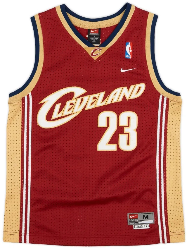 2003-04 Cleveland Cavaliers James #23 Nike Swingman Away Jersey - 7/10 - (M.Boys)