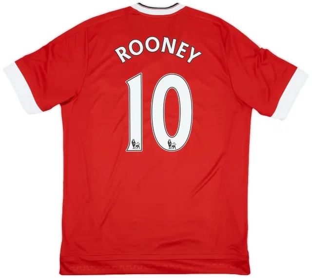 adidas 2015-16 Manchester United Home Shirt Rooney #10 - 9/10 - (L)