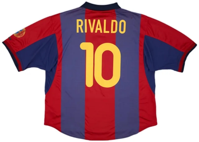 Nike 2000-01 Barcelona Home Shirt Rivaldo #10 - 5/10 - (XL)