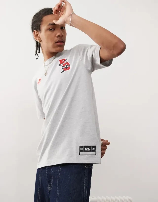 Adidas Football Bayern Munich T-Shirt In Grey Marl
