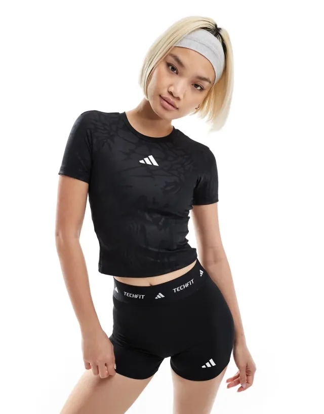 Adidas Training Tech Fit T-Shirt In Black Print