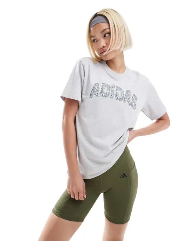 Adidas Training Sportswear T-Shirt With Graphic In Stone-Grey