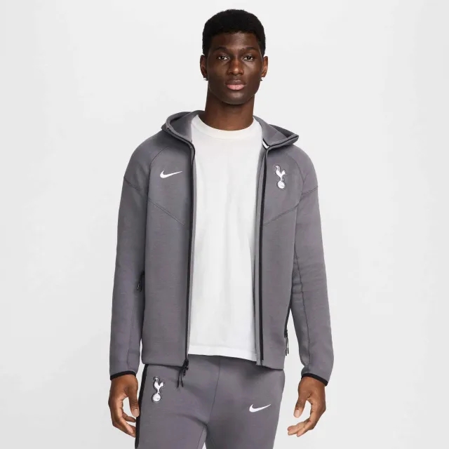 Nike Tottenham NSW Tech Fleece FZ Hoodie - Dark Grey/White - 2024-2025