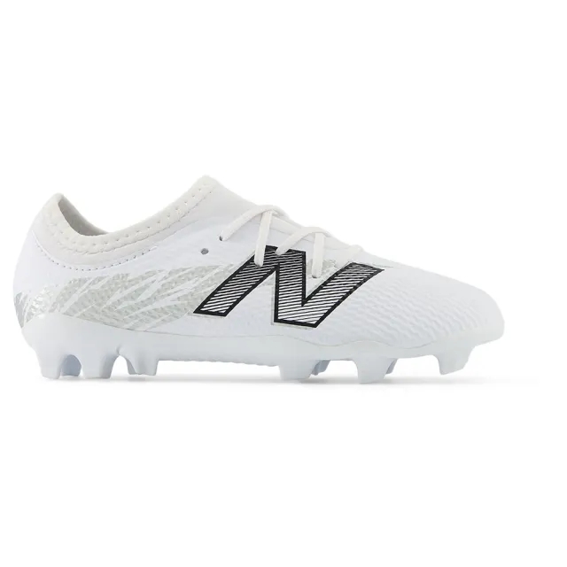 New Balance Kids' FURON TEAM JNR FG V8 in White/Grey/Black Synthetic
