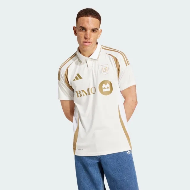 Adidas Football Los Angeles Fc Away Jersey In White And Gold