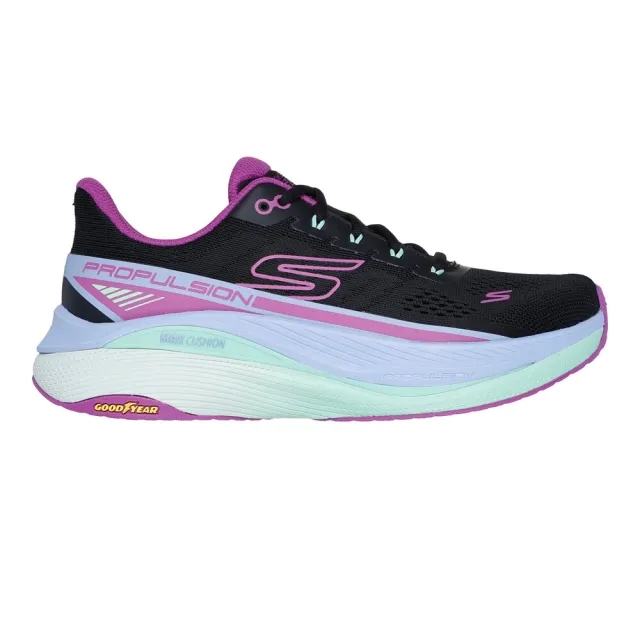 Skechers Women's Max Cushioning Propulsion Sneaker in Black/Purple
