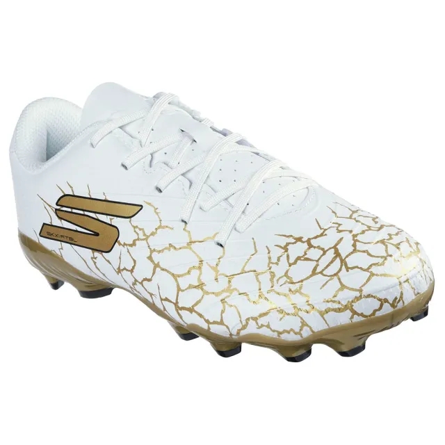 Skechers SKX_ 1.5 Jr Youth FG Shoes in White/Black/Gold | Synthetic
