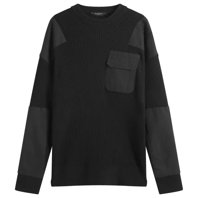 Balenciaga Men's Cotton Military Sweater Black