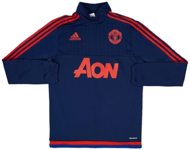 2015-16 Manchester United adidas 1/4 Zip Drill Top - 9/10 - (S)