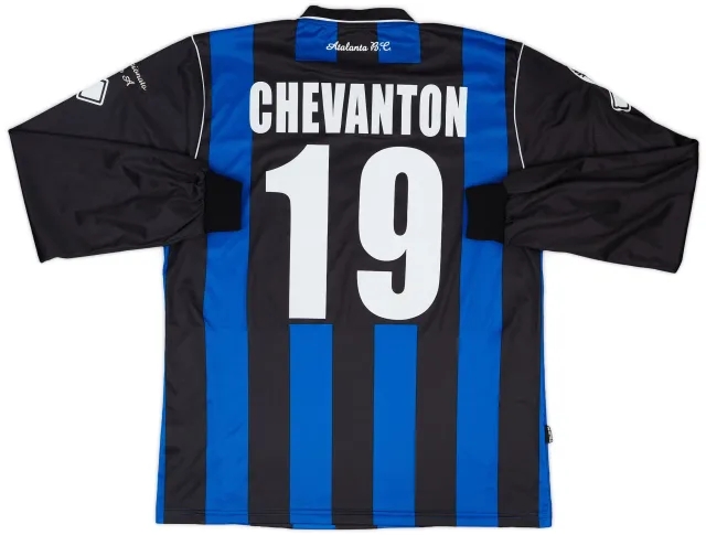 Errea 2009-10 Atalanta Match Issue Home L/S Shirt Chevanton #19