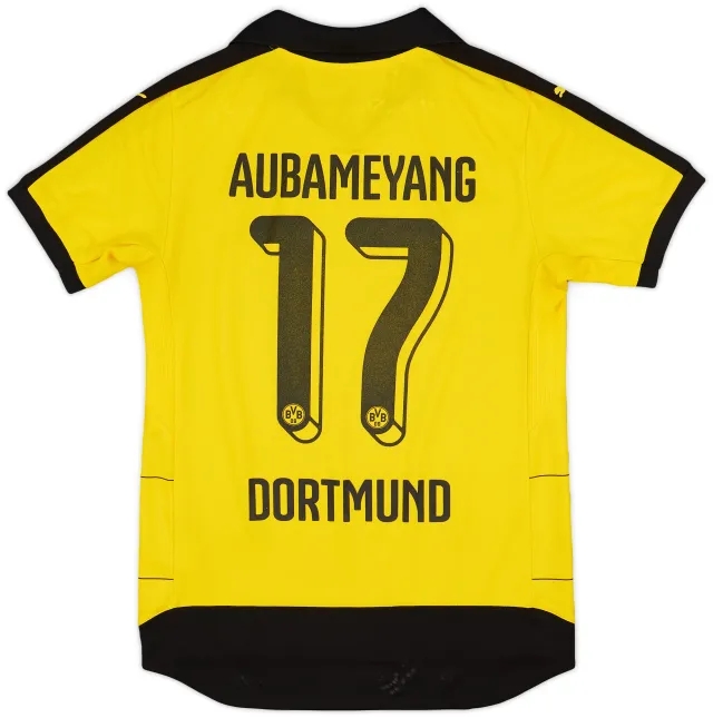 Puma 2015-16 Borussia Dortmund Home Shirt Aubameyang #17 - 4/10 - (S)