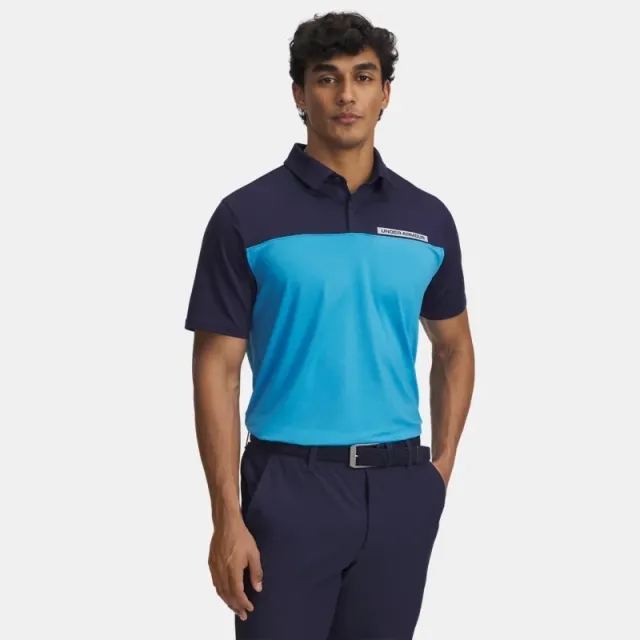 Men's  Under Armour  Tee To Green Color Block Polo Midnight Navy / Ether Blue / White XXL