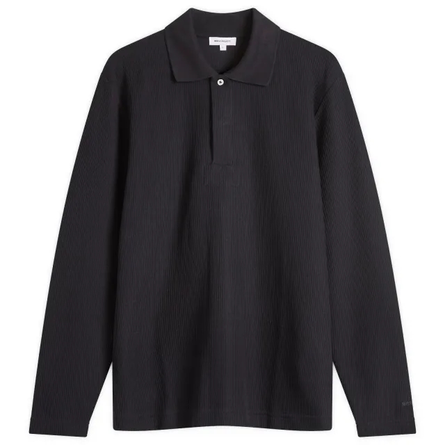 Norse Projects Men's Ruben Double Face Long Sleeve Polo Dark Navy