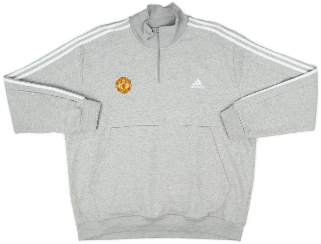 2023-24 Manchester United adidas 1/4 Zip Sweat Top - 8/10 - (XXL)