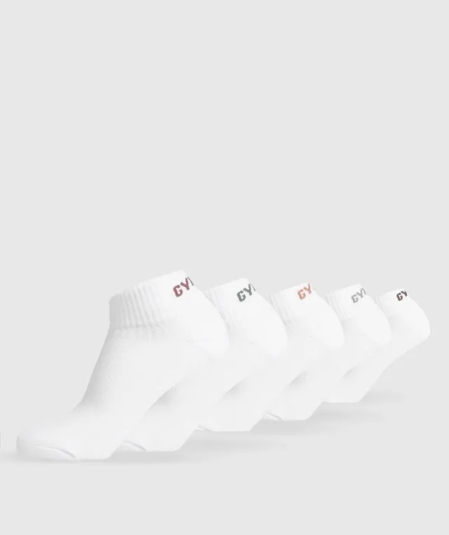 Gymshark Quarter Socks 5pk - Metal Purple/Rest Pink/Calm Pink/Celeste Blue/Brushed Purple