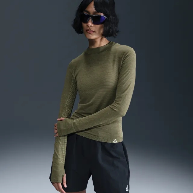 Nike ACG 'Delta River' Women's Dri-FIT ADV Long-Sleeve Top - Green - Nylon/Wool/Polyester/Elastane