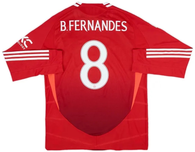 adidas 2024-25 Manchester United Authentic Home L/S Shirt B.Fernandes #8 (L)