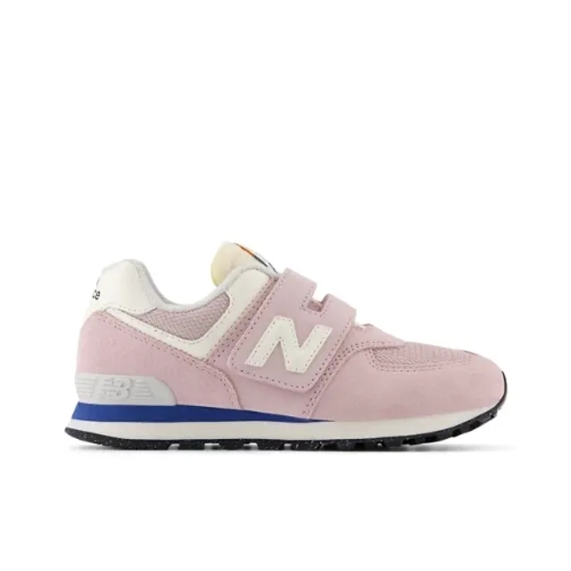New Balance Kids' 574 HOOK & LOOP in Pink/Blue Leather