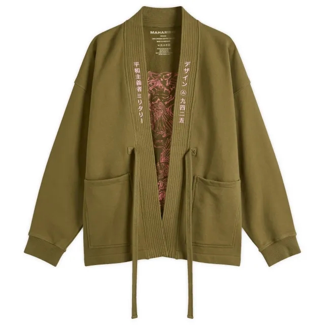 Maharishi Men's Crow & Heron Sweat Kimono Olive