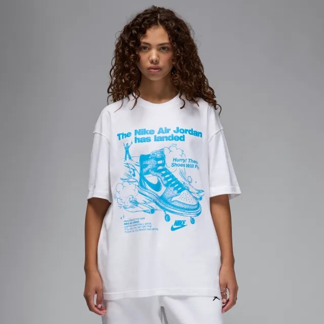 Nike Jordan Women's Oversized Graphic T-Shirt - White - Cotton