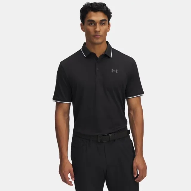 Men's  Under Armour  Playoff 3.0 Rib Polo Black / White / Castlerock XXL