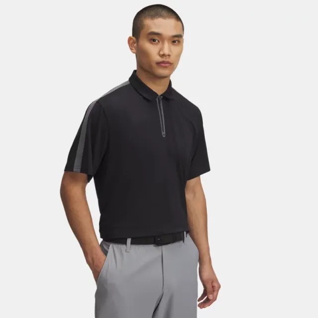 Men's  Under Armour  Drive Zip Polo Black / Castlerock / Black XXL