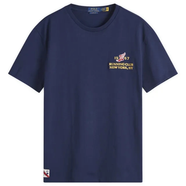 Polo Ralph Lauren Run Club P-Wing Logo Print T-Shirt Classic Oversized Fit In Navy