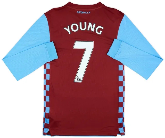 Nike 2010-11 Aston Villa Home L/S Shirt Young #7 - 8/10 - (S)