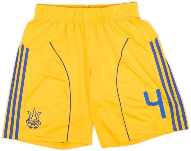 adidas 2010-12 Ukraine Player Issue Home Shorts #4 (Tymoshchuk) - 5/10 - (L)