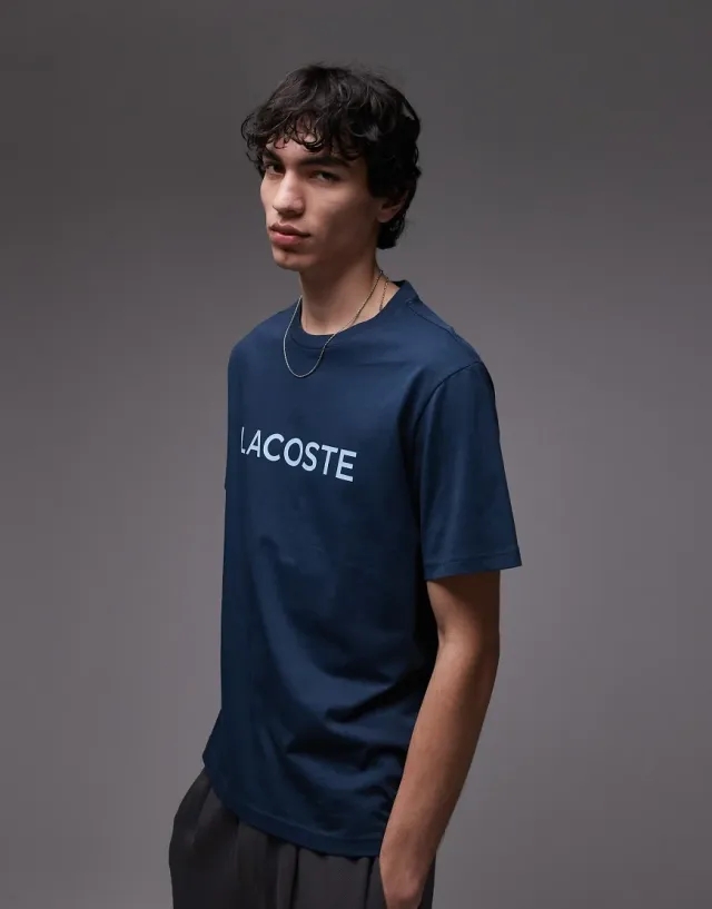 Lacoste Loungewear T-Shirt In Navy Blue With Logo Print