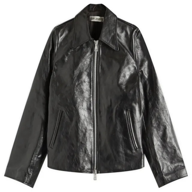 Our Legacy Women's Mini Leather Jacket Top Dyed Black Leather