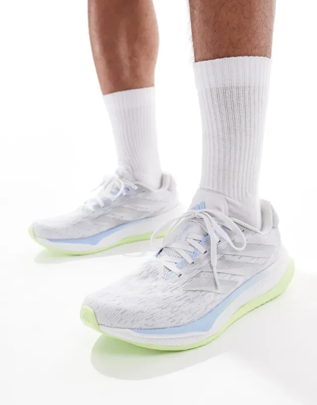 Adidas Running Supernova Comfortglide Trainers In Grey Silver And Lime
