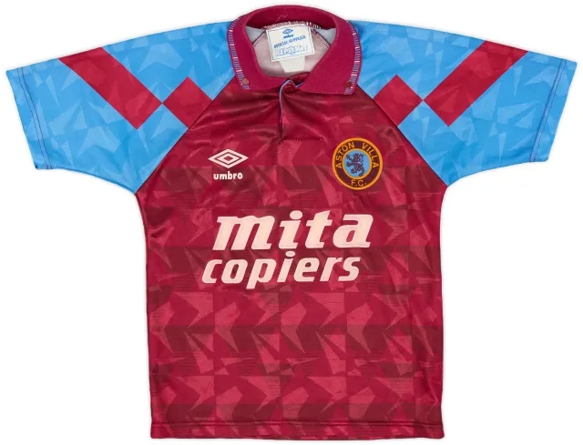 Umbro 1990-92 Aston Villa Signed Home Shirt - 8/10 - (S.Boys)