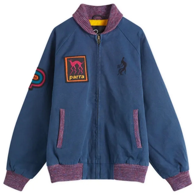 By Parra Men's Skull Stalker Varsity Jacket Washed Blue