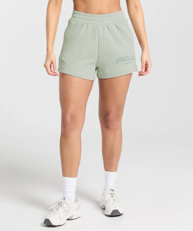 Gymshark Campus Classics Graphic Sweat Shorts - Stone Grey