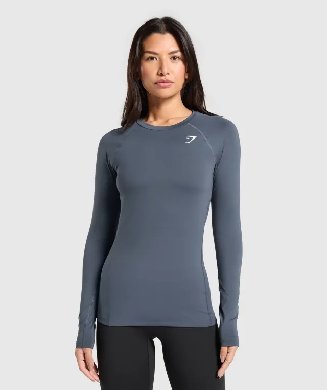 Gymshark Training Baselayer Long Sleeve Top - Titanium Blue