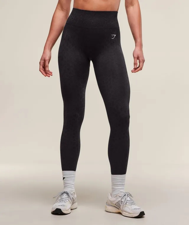 Gymshark Adapt X Whitney Animal Seamless Leggings - Asphalt Grey/Black