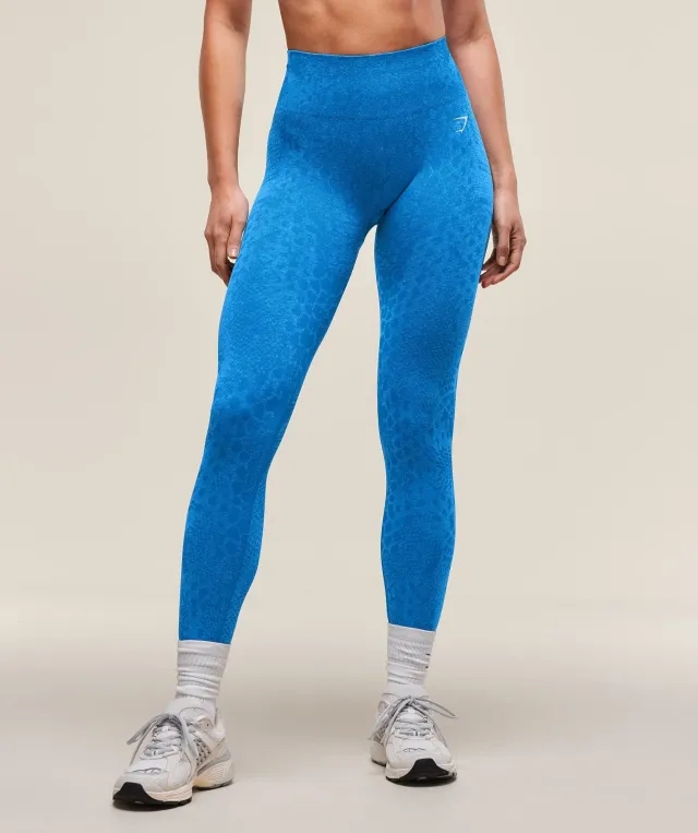 Gymshark Adapt X Whitney Animal Seamless Leggings - Barbell Blue/Gentle Blue