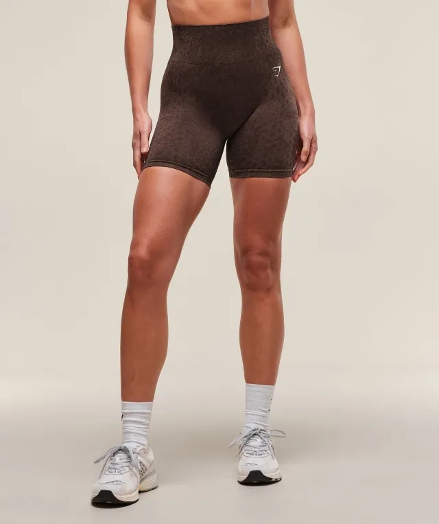 Gymshark Adapt X Whitney Animal Seamless Shorts - Soft Brown/Archive Brown