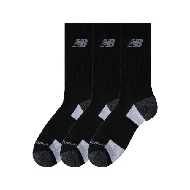 New Balance Unisex Performance Cushioned Crew 3 Pack in Black Poly Knit