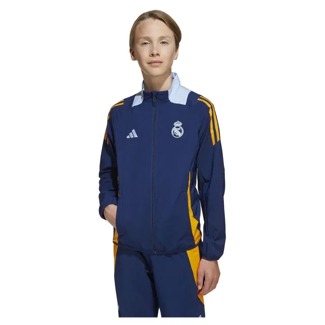 adidas Real Madrid Training Jacket Presentation Tiro 24 - Team Navy/Crew Orange/Glow Blue Kids - ['Blue']