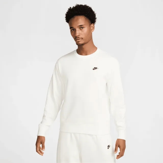 Nike Club Men's French Terry Crew - White - Fleece > Club Fleece