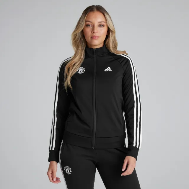 Manchester United x adidas Womens Essentials 3-Stripes Slim Track Top Black