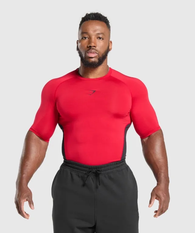 Gymshark Element Baselayer T-Shirt - Carmine Red/Black