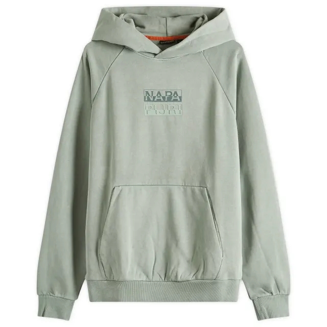 Napapijri Men's Split Logo Hoodie Green Mil G1