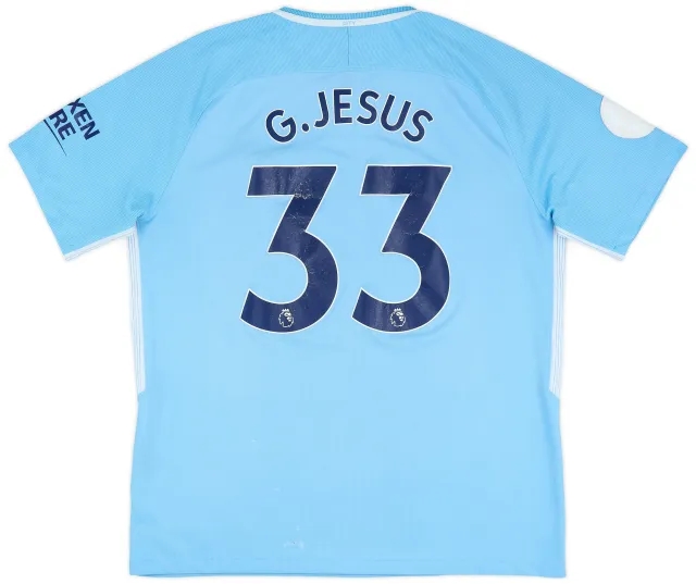 Nike 2017-18 Manchester City Home Shirt Jesus #33 - 5/10 - (XL)