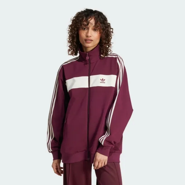 Adidas Originals Retro Track Jacket In Burgundy-Brown