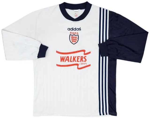 adidas 1994 England Schools' FA Match Issue Home L/S Shirt #7