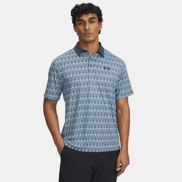Men's  Under Armour  Playoff 3.0 Printed Polo Stream / Downpour Gray / Black XXL